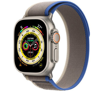Apple Watch Ultra (GPS + Cellular), 49mm Titanium Case with Blue/Grey Trail Loop